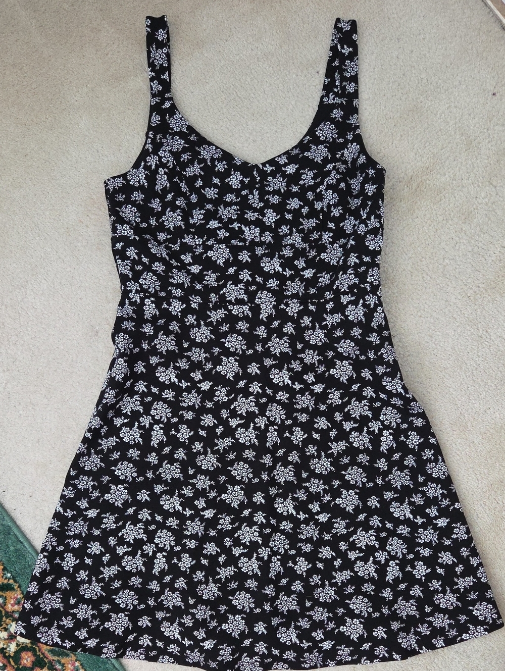 Michael Kors Black and White Floral Print Tank Mini Dress